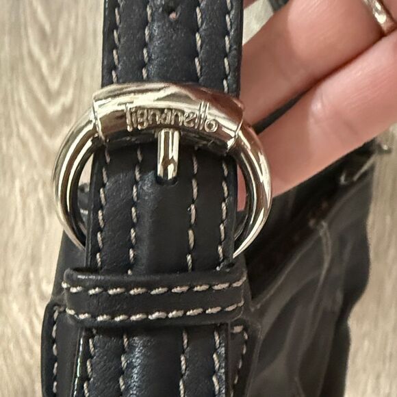 Tignanello Soft Black Leather Women's Hobo Shoulder Bag with SilverTone Hardware - Picture 6 of 8